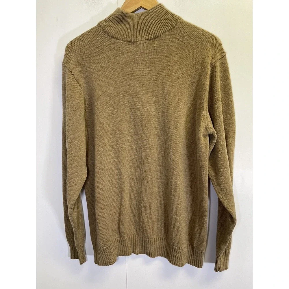Oscar De La Renta Sweater Men Size Large 1/4 Zip Pullover Mock Neck‎ Beige